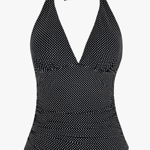 2/$15 NWOT Hilor Black and White Polka Dot Tankini Top - Size 10 - Picture 3 of 10